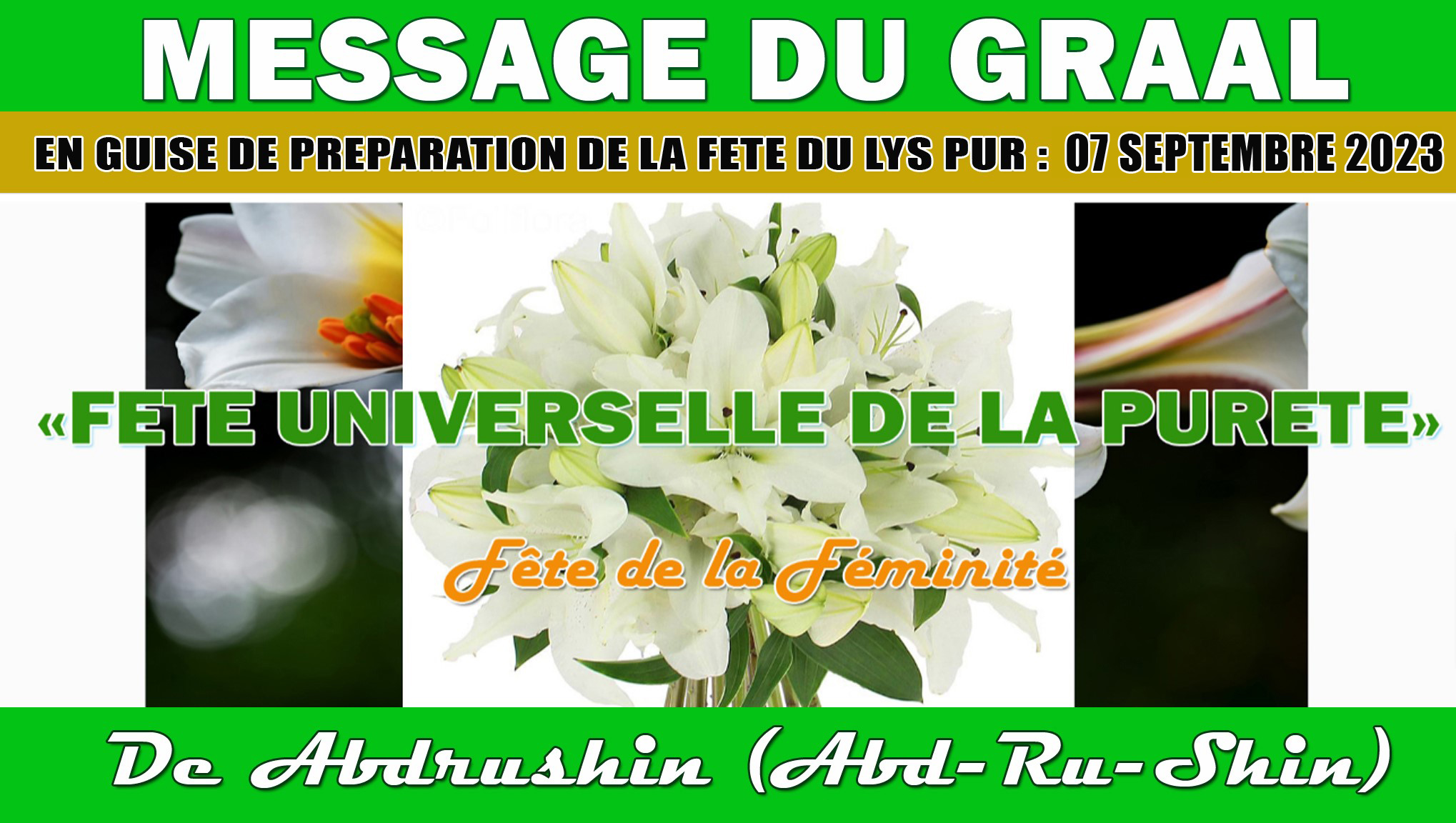 EN GUISE DE PREPARATION DE LA FÃŠTE DU LYS PUR : 07 SEPTEMBRE 2023